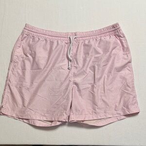 Tailorbyrd Pink & White Striped Swim Drawstring Trunks XXL